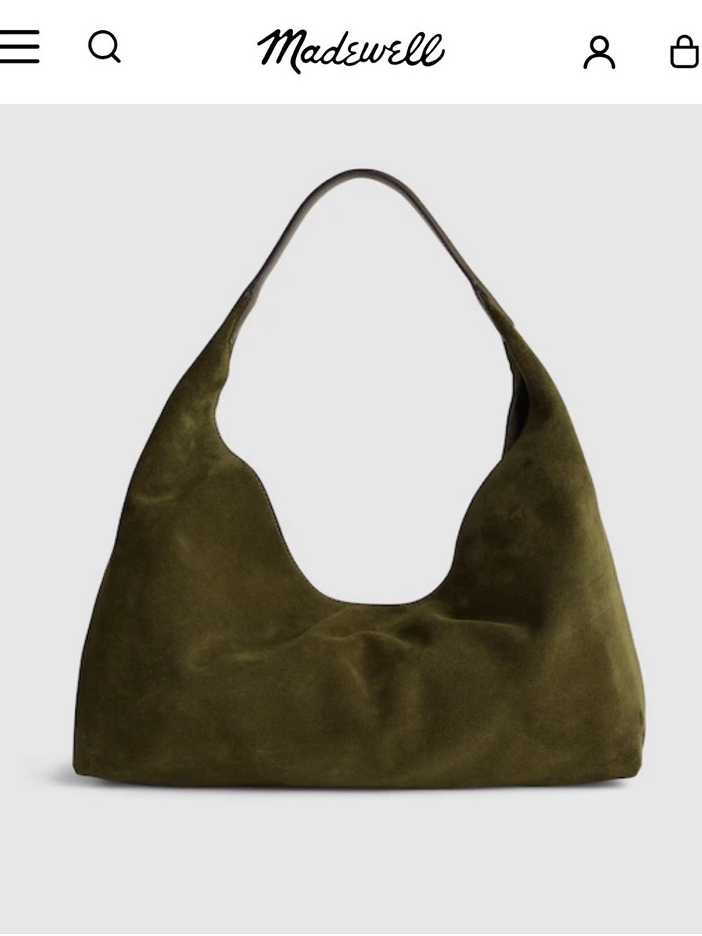 NWT Madewell Mylie Suede Shoulder Bag in Loden color